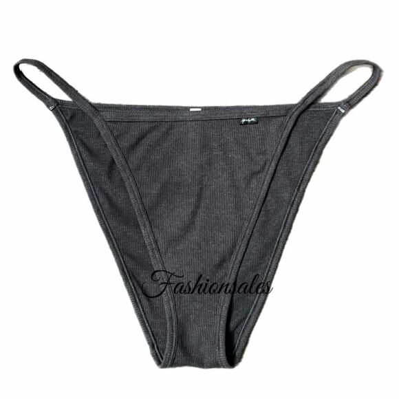 Victorias Secret Pink Soft Cotton Ribbed String Bikini panty Gray Bundle of 3 - Picture 9 of 10